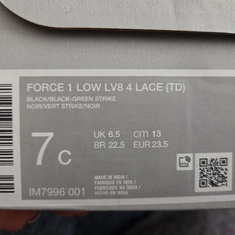Nike Force 1 Low LV8 4 Lace (Toddler) - Black/Green Strike
